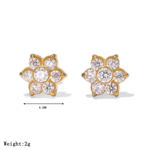 Wholesale Sparkling Zircon Ear Bone Stud Earrings Piercing Jewelry 304 Stainless Steel 18K Gold Plated INS Style Elegant