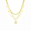 PVD Coated 18K Gold Plated Heart Shape 304 Stainless Steel Simple Style Waterproof Non Tarnish 304 Stainless Steel Layered Necklaces