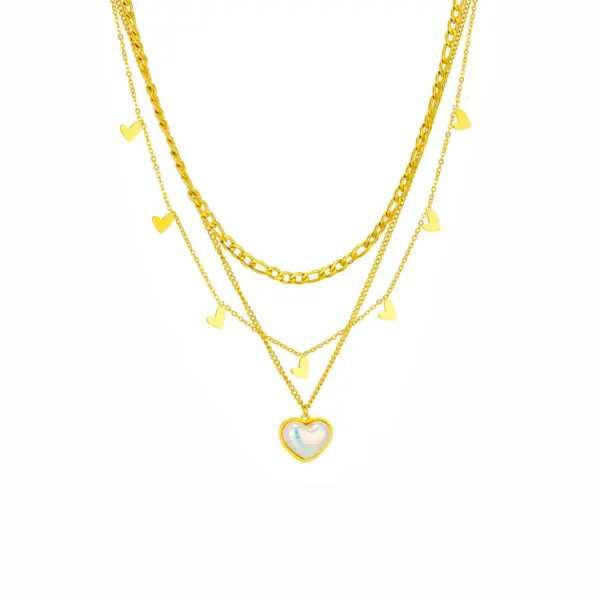PVD Coated 18K Gold Plated Heart Shape 304 Stainless Steel Simple Style Waterproof Non Tarnish 304 Stainless Steel Layered Necklaces