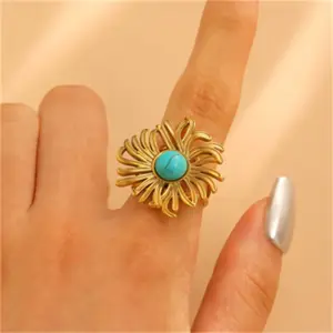 24 18K Real Gold Chrysanthemum 9123 / Adjustable Opening / 1 Piece