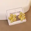 Wholesale 304 Stainless Steel Triangle Pentagram Flower Electroplating Stone-Free Golden Plated Elegant Simple Style Waterproof Non Tarnish Ear Studs