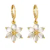 Wholesale 1 Pair Simple Style Flower Daisy Plating Inlay Copper Zircon 18k Gold Plated Drop Earrings
