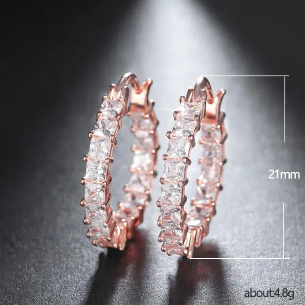 Wholesale New Zircon Thin Female European And American Copper Gold-plated Fashion Copper Earrings