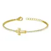 Wholesale Titanium Steel Gold Plated Elegant Simple Style Plating Cross Artificial Diamond Bracelets