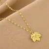 Wholesale Real Gold Plated Maple Leaf 304 Stainless Steel Retro Waterproof Non Tarnish Necklace