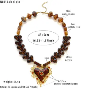 Big Heart Beaded Necklace / Average Size