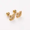 Wholesale PVD Coated Real Gold Plated 14K Gold Heart Shape Mushroom Planet 304 Stainless Steel Simple Style Shiny Waterproof Non Tarnish Ear Studs