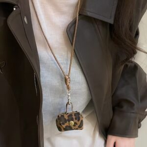Dark leopard print key bag