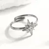 Wholesale Jewelry Vacation Simple Style Flower Titanium Steel Zircon Inlay Open Rings