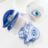 Wholesale New cross-border e-commerce style devil eye hair clip, retro blue eyes, Fatima's hand claw clip, Halloween evil eye headband.