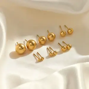 Wholesale 1 Pair Simple Style Ball Solid Color Plating 304 Stainless Steel Stainless Steel Earrings