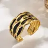 Wholesale European And American Fashion Exaggerated INS Style 304 Stainless Steel Furnace Vacuum Electroplating Gold Colorful Oil Drop Irregular Open Bracelet