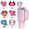 Wholesale Cute cartoon salamander dust plug dust cap 10mm flexible glue reusable drink milk tea straw plug cross-border
