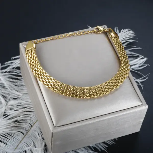 oly-f63396d639deb9f353ca621250a1b0ae Wholesale PVD Coated Real Gold Plated Solid Color Titanium Steel Fashion Waterproof Non Tarnish Bracelets Necklace