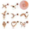1 Piece Ear Cartilage Rings & Studs Vintage Style French Style Simple Style Moon Heart Shape Butterfly 316L Stainless Steel Copper Waterproof Non Tarnish Surgical Steel Zircon
