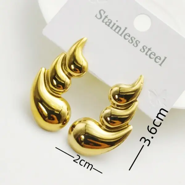Wholesale 304 Stainless Steel Paisley Water Droplets Electroplating 18K Gold Plated Golden Plated Elegant Waterproof Non Tarnish Gold Ear Studs
