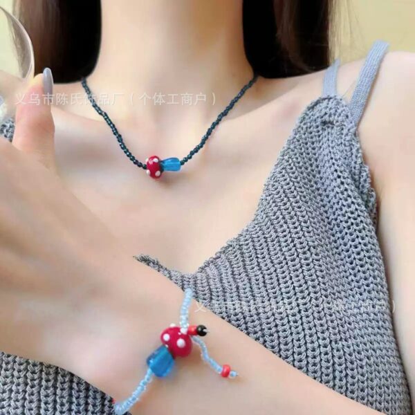 Wholesale [Mushroom] Lightworker Glaze Contrast Cute Beaded Beaded DIY Earrings Bracelet Necklace Handmade Jewelry Material