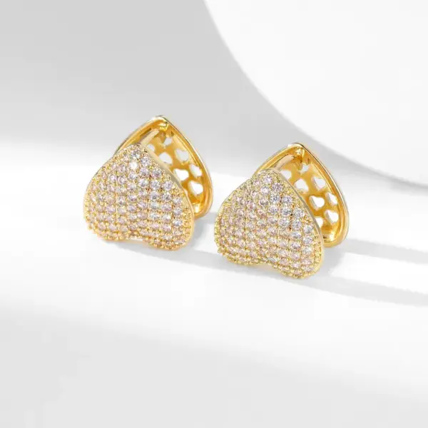 Wholesale 1 Pair Retro Star Water Droplets Heart Shape Plating Copper Zircon K Gold Plated Earrings