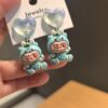 Wholesale Round Stick Cartoon New Labubu 925 Silver Needle Earrings