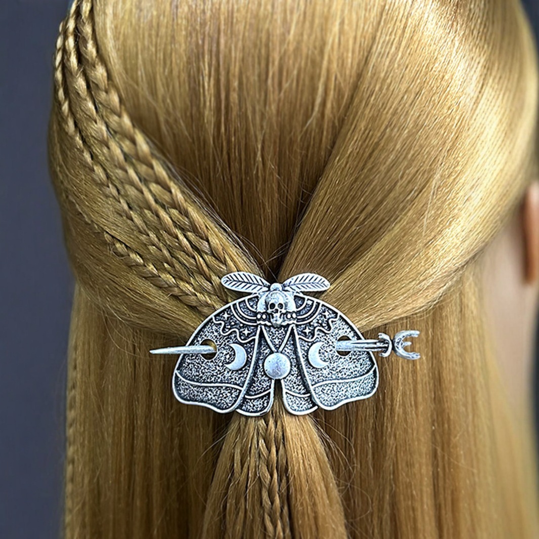 Wholesale Cross-Border European and American Retro Style Moth Sun and Moon Carved Pattern Hairpin Jewelry Gothic Punk Stylish Exaerated Hair Aessories
