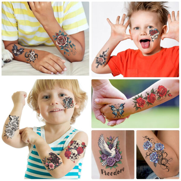 Wholesale Cross-border New Cartoon Retro Flower Series Tattoo Sticker Waterproof Party Party Gift Funny Fun Face Sticker