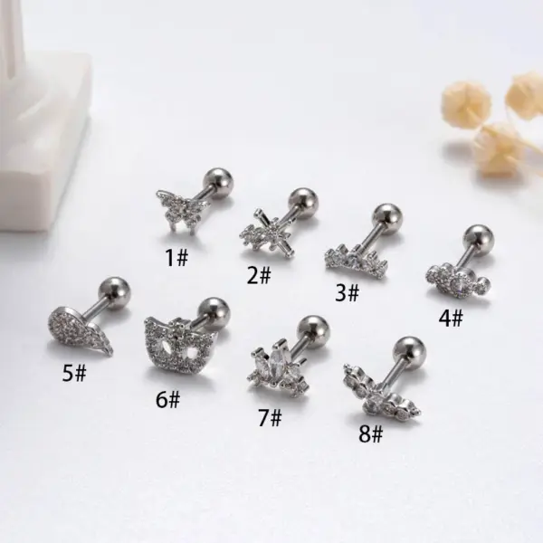 Wholesale 1 Piece Sweet Simple Style Geometric Wings Butterfly Plating Inlay Copper Zircon Cartilage Earrings