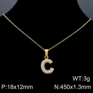 Gold Necklace Letter C