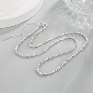 Wholesale Broken Silver Thin Chain Necklace Women's Niche Design Sparkling Spring and Summer Eye-absorbing Fashion All-match Broken Silver