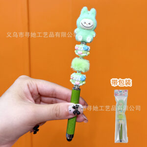 Stylus pen + 0.5mm pen tip / Green Labubu - Plush Beads