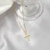 Wholesale Retro Cross Stainless Steel Inlay Rhinestones Pendant Necklace