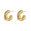 Wholesale Fashion C Shape Gold Plated 304 Stainless Steel Pearl 18K Gold Plated Ear Studs