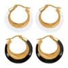Wholesale PVD Coated Real Gold Plated 18K Gold Color Block Titanium Steel Simple Style Waterproof Non Tarnish Hoop Earrings
