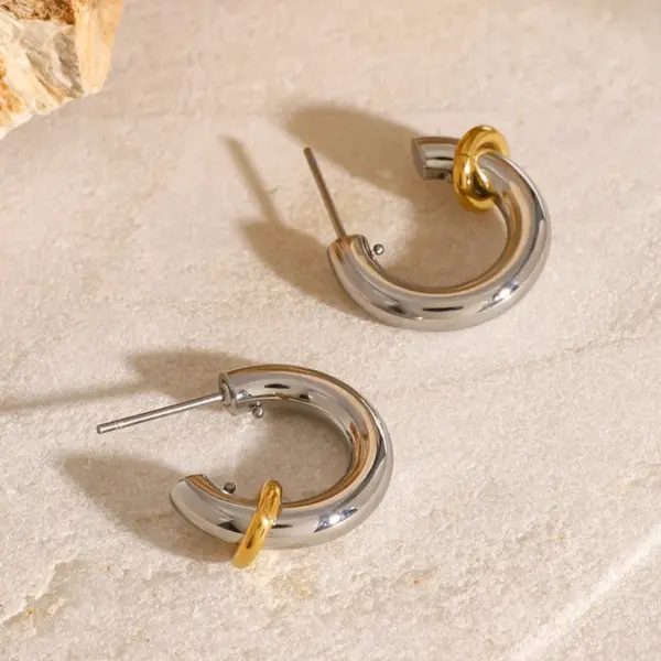 PVD Coated Real Gold Plated C Shape 304 Stainless Steel Simple Style Classic Style Waterproof Non Tarnish Ear Studs