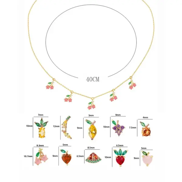Copper 18K Gold Plated Plating Fruit Zircon Necklace
