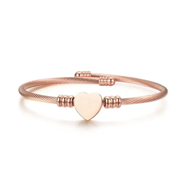 Sweet Simple Style Heart Shape Stainless Steel lishing Plating Bangle
