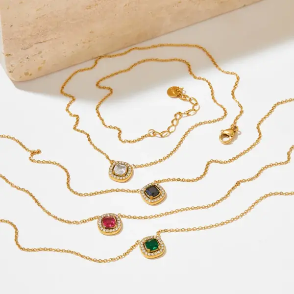 Wholesale PVD Coated Real Gold Plated 16K Gold White Gold Plated Gold Plating Square 304 Stainless Steel Titanium Steel Classic Style Waterproof Non Tarnish Bracelets Earrings Necklace