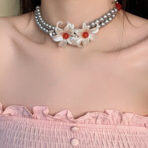 Pearl flower necklace dx0795