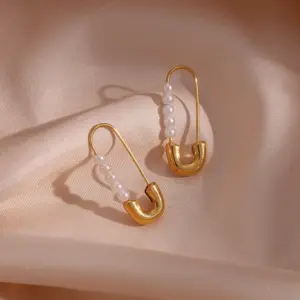 Wholesale PVD Coated Real Gold Plated Geometric Stainless Steel Fashion Waterproof Non Tarnish Earrings
