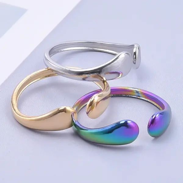 PVD Coated Real Gold Plated Solid Color 304 Stainless Steel Classic Style Waterproof Non Tarnish Rings
