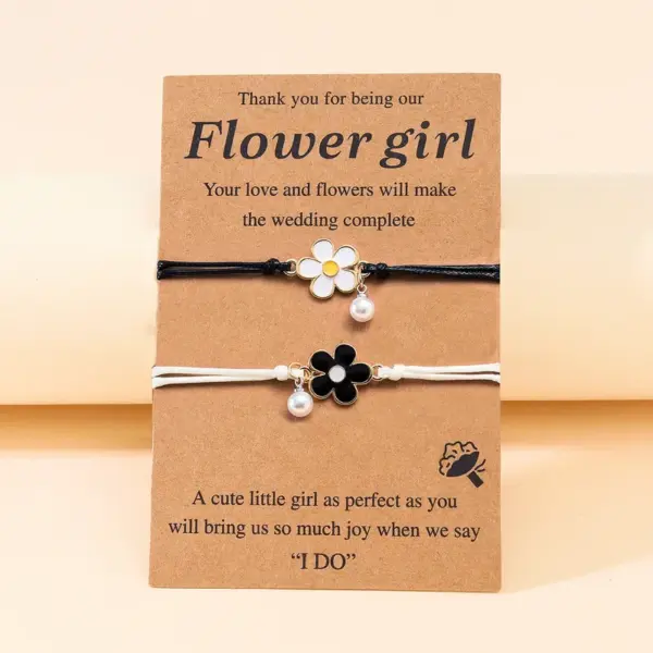 Wholesale 2 Pieces Fashion Flower Alloy Enamel Inlay Pearl Women's Bracelets