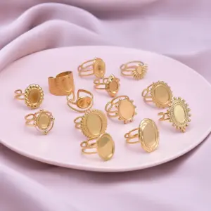 PVD Coated Real Gold Plated 18K Gold Geometric 304 Stainless Steel Simple Style Waterproof Non Tarnish Open Rings