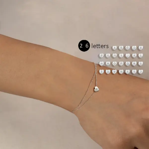 Wholesale 304 Stainless Steel 14K Gold Plated Rose Gold Plated White Gold Plated IG Style Simple Style Layered Plating Inlay Letter Heart Shape Zircon Bracelets