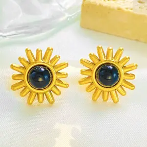 Black Sun Stud Earrings Z-528