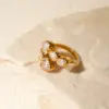 Wholesale Jewelry Classic Style Snake 304 Stainless Steel Zircon 18K Gold Plated Rings