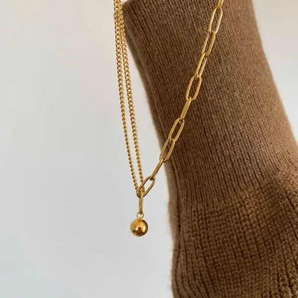 Wholesale Simple Style Solid Color Titanium Steel Plating Chain 18k Gold Plated Pendant Necklace