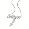 Wholesale 304 Stainless Steel Stainless Steel Letter Footprint PVD Coated 18K Real Gold Plated MAMA Simple Style Plating Cable Chain Gold Silver Pendant Necklace