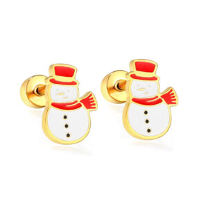 Snowman mixed color stud earrings gold EA62970MG