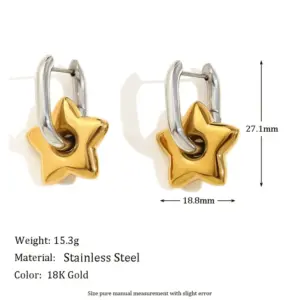 Two-Color Matching Pentagram Earrings-Two colors