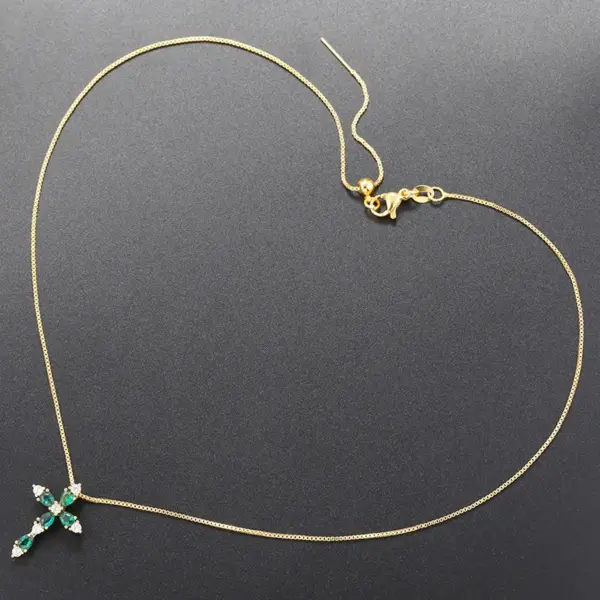 Wholesale Brass 18K Gold Plated Hip-Hop Luxurious Cool Style Cross Inlay Zircon Pendant Necklace