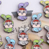 Wholesale DIY Cartoon Colorful Rabbit Alloy Straight Hole Loose Beads